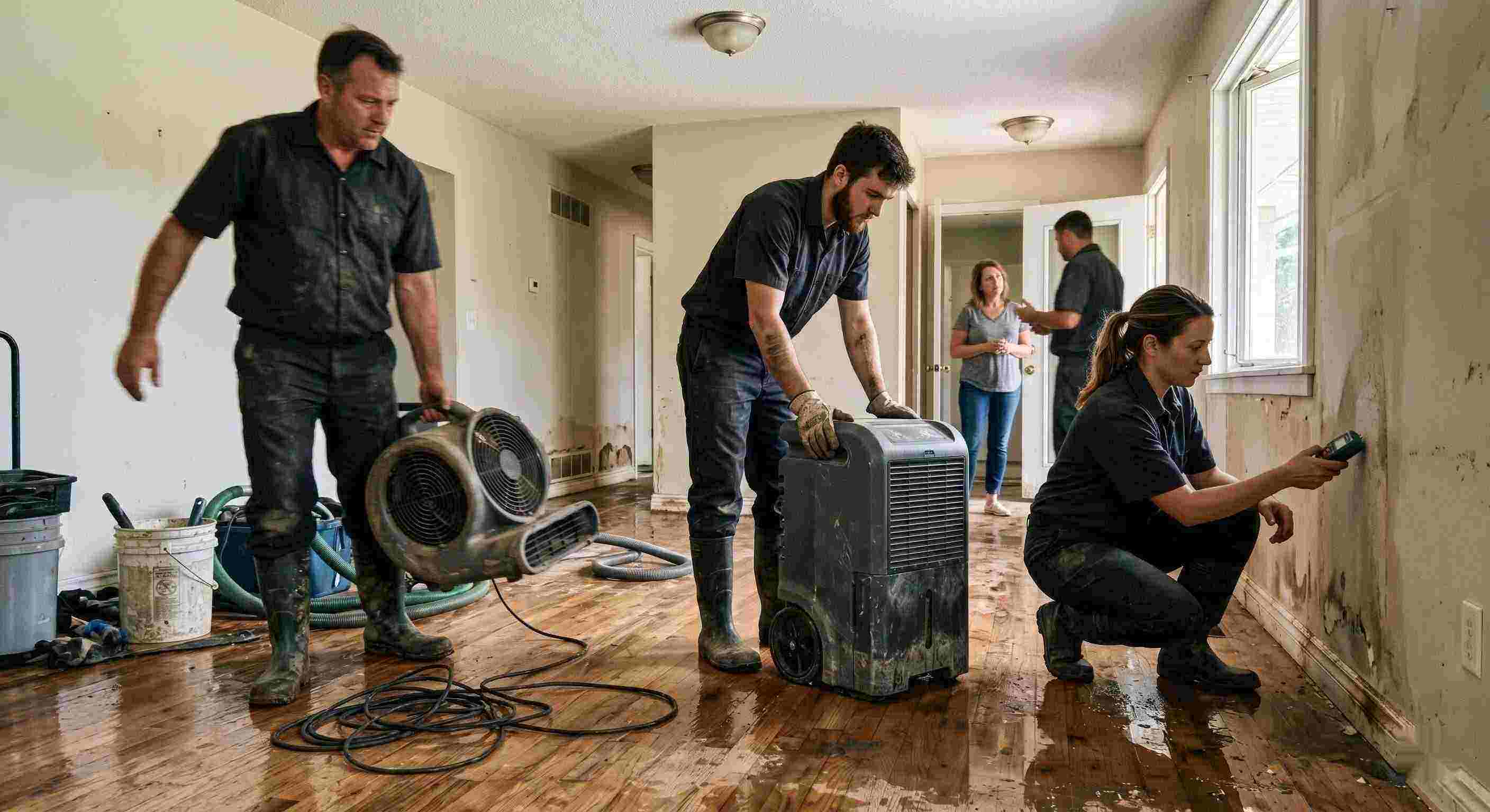 Best trusted water damage restoration team in Frederick using professional equipment for drying and inspection